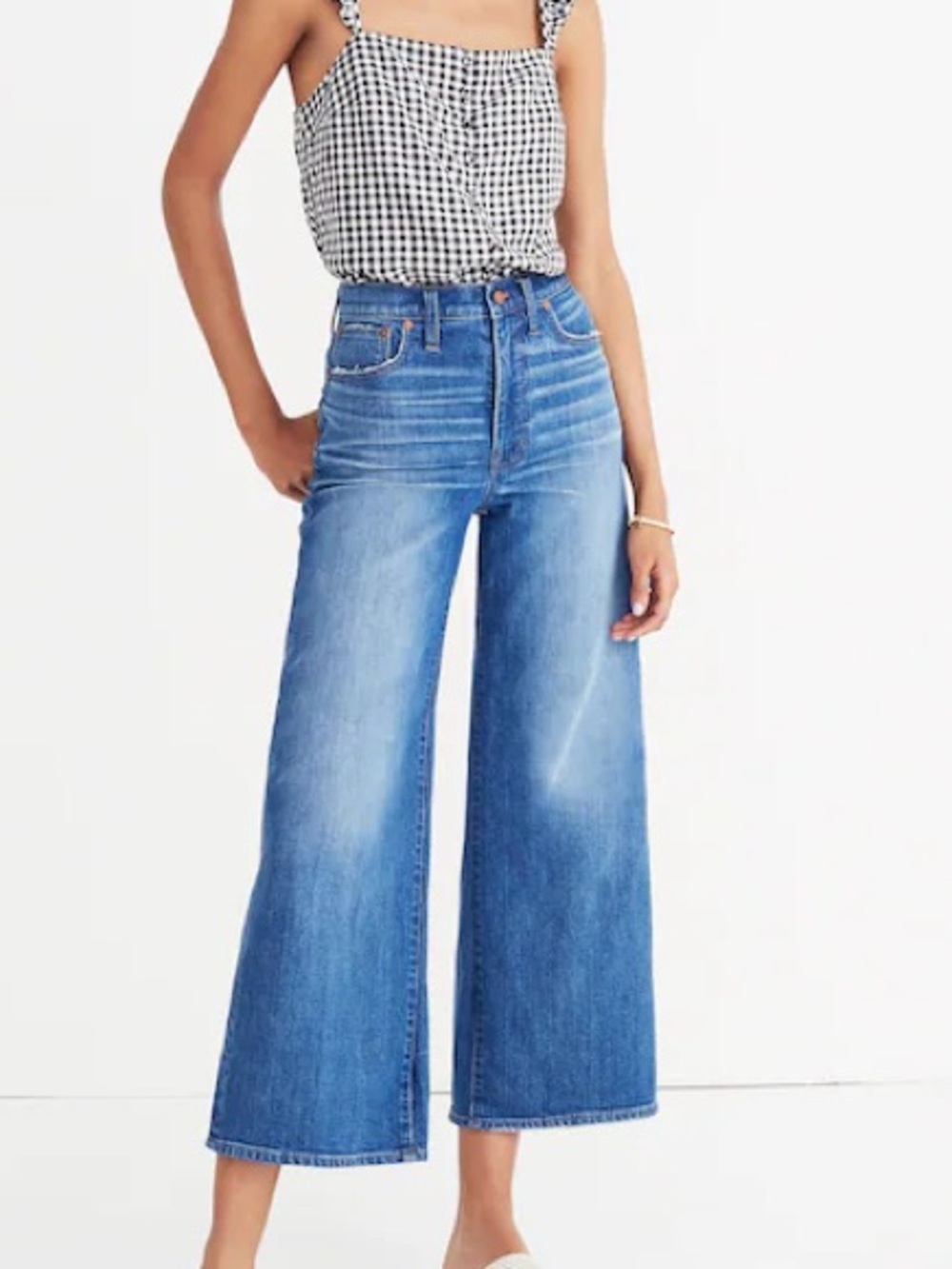 Madewell Medium Blue High-Rise Wide-Leg Crop Jeans size 26